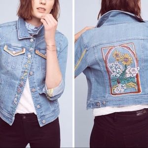 Floral Embroidered Pilcro Denim Jacket